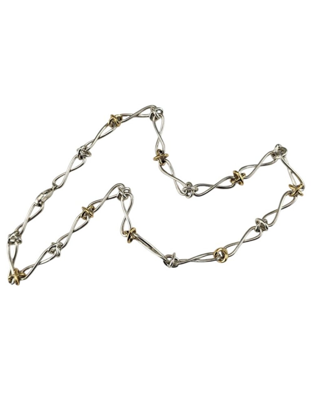 Tiffany & Co. Paloma Picasso Sterling Silver 18K Infinity Knot Necklace #25599 - Picture 2 of 7